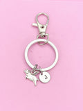 Flying Pig Keychain, Winged Pig Charm, Initial Charm