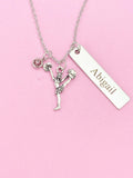 Silver Cheerleader Girl Necklace, Christmas Gifts for Cheerleader, School Sport Team Cheer Gifts, D012