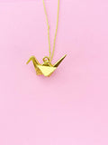 Gold Bird Necklace, Paper Crane Necklace, N1470A