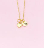 18K Gold Plated Heart Necklace, Initial Charm, Dainty Personalized Jewelry, N3592