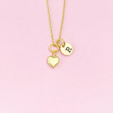 18K Gold Plated Heart Necklace, Initial Charm, Dainty Personalized Jewelry, N3592