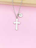 Silver Cross Charm Necklace, N145