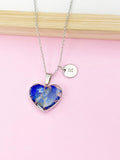 Silver Lapis Lazuli Heart Pendant Necklace, Natural Gemstone Jewelry, N4492