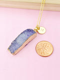 Gold Druzy Agate Necklace, Natural Gemstone Jewelry N4251