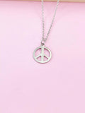 Silver Peace Sign Charm Necklace, N3499B
