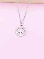 Silver Peace Sign Charm Necklace, N3499B