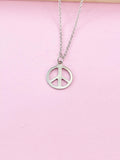 Silver Peace Sign Charm Necklace, N3499B