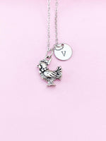 Silver Chicken Charm Necklace, Rooster Charm, N554
