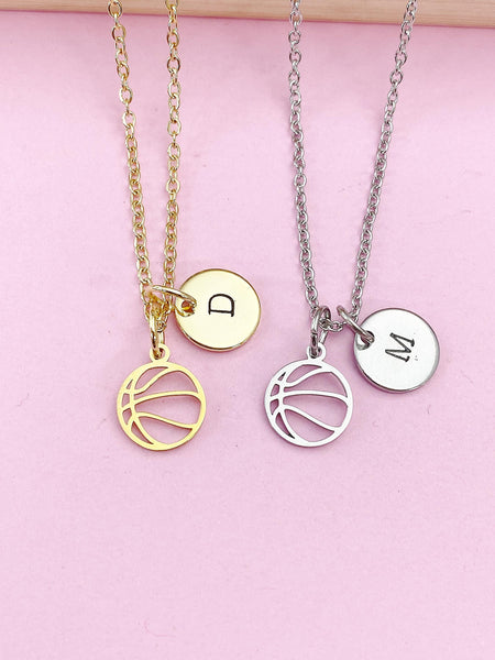 Gold or Silver Basketball Charm Necklace, N5783