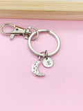 Silver Moon Initial Keychain, Celestial Jewelry