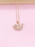 Rose Gold Allah Charm Necklace, Arabic Jewelry, AB5632