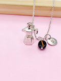 Silver Black Coffee Bean Coffee Maker Charm Necklace, N5788A