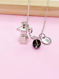 Silver Black Coffee Bean Coffee Maker Charm Necklace, N5788A