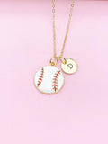 Gold Baseball Ball Charm Necklace, Baseball Softball Player Team Gifts, N5790