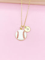 Gold Baseball Ball Charm Necklace, Baseball Softball Player Team Gifts, N5790