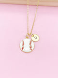 Gold Baseball Ball Charm Necklace, Baseball Softball Player Team Gifts, N5790