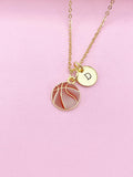Gold Basketball Charm Necklace, Basketball Player Team Gifts, N5791