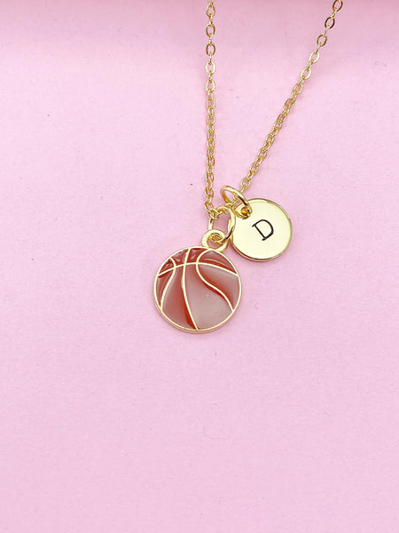 Gold Basketball Charm Necklace, Basketball Player Team Gifts, N5791