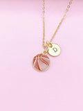 Gold Basketball Charm Necklace, Basketball Player Team Gifts, N5791