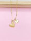 Gold Tan Heart Necklace, Best Valentine's Day Gifts, Sweet Gifts, Personalized Birthday Gift, N4317