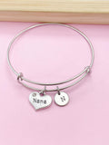 Nana Charm Bangle Bracelet, Initial, Grandmother Gift