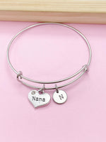 Nana Bracelet, Silver Nana Charm, Heart Charm, Nana Gift, Grandmother Gift, Grandma Gift , Personalized Gift, N1349