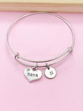 Nana Bracelet, Silver Nana Charm, Heart Charm, Nana Gift, Grandmother Gift, Grandma Gift , Personalized Gift, N1349