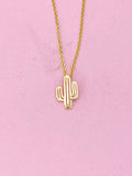 Gold Cactus Charm Necklace, Mini Cacti, Silver Option, N5595A
