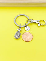 Silver Pineapple Charm Keychain, Fruit Food Ananas Charm, Tropical Gift, Personalized, N2653