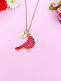 Gold Red Cardinal Bird Charm Necklace, N5257