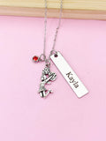 Personalized Cheerleader Necklace, Initial, Birthstone, Cheer Gifts