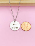 Silver or Gold PS I Love You Necklace, PS. I Heart U Charm, Boyfriends Girlfriend Valentine Gifts, Anniversary Gifts, Love Jewelry, N1102A