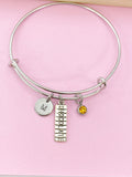 Silver Chocolate Bar Charm Bracelet, Initial, Birthstone, Foodie Gift