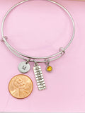 Silver Chocolate Bar Charm Bracelet, Initial, Birthstone, Foodie Gift