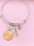 Silver Chocolate Bar Charm Bracelet, Initial, Birthstone, Foodie Gift