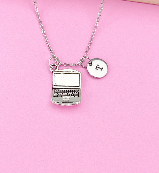 Silver Computer Charm Necklace, Laptop Necklace, N1910