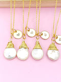 Pearl Necklace, Gold or Rose Gold Natural Baroque Keshi Pearl, June Birthday's Gift, N3406