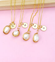 Gold Baroque Pearl Keshi Pearl Charm Necklace, June Birthday Gift, N3464