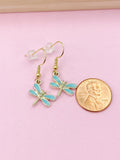 Gold Dragonfly Charm Earrings, N3134