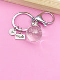 Real Dandelion Seed Keychain, Wish Charm, Initial Gift