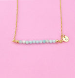 Gold Natural Amazonite Necklace, Natural Amazonite Gemstone Jewelry, N4010A