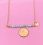 Gold Natural Amazonite Necklace, Natural Amazonite Gemstone Jewelry, N4010A