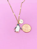 Gold Penguin Charm Necklace, Wildlife Biologist Zookeeper Gifts, N4342A