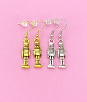 Gold or Silver Nutcracker Soldier Ballet Charm Earrings, N676Z