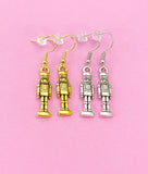 Gold or Silver Nutcracker Soldier Ballet Charm Earrings, N676Z