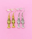 Gold or Silver Nutcracker Soldier Ballet Charm Earrings, N676Z