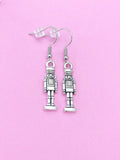 Silver Nutcracker Soldier Ballet Charm Earrings, N676X