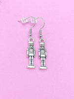 Silver Nutcracker Soldier Ballet Charm Earrings, N676X
