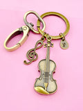 Bronze Violin Clef Music Note Charm Keychain, Viola Charm, Cello Charm, Fiddle Charm Music Keychain, N5770A