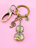 Bronze Violin Clef Music Note Charm Keychain, Viola Charm, Cello Charm, Fiddle Charm Music Keychain, N5770A